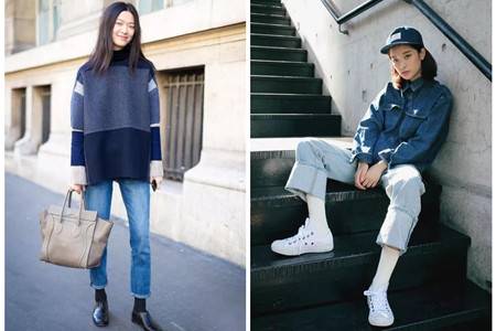 女生选择好袜子搭配，平底鞋也能穿出长腿