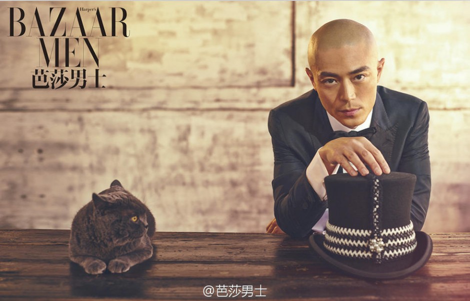 霍建华光头形象登《芭莎男士》12月刊封面