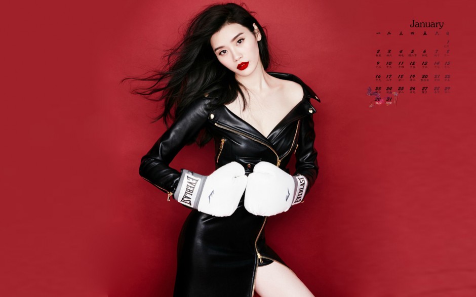 超模奚梦瑶2017年1月日历壁纸