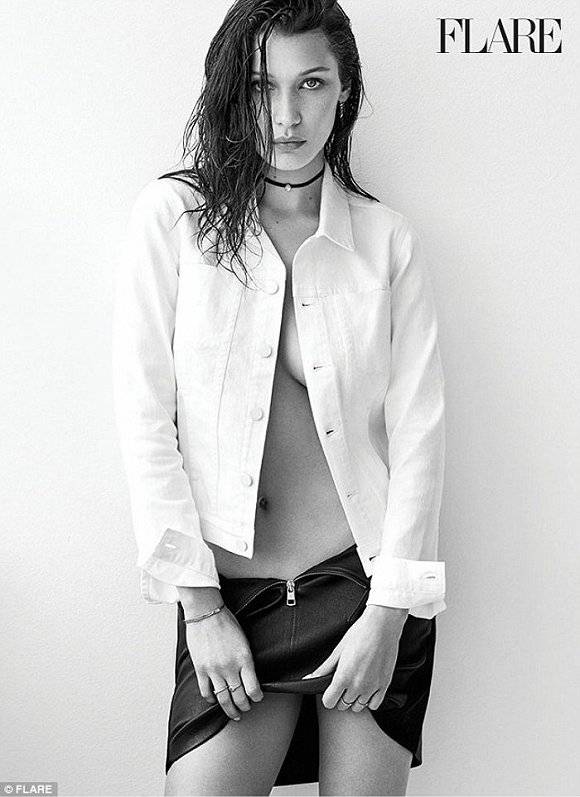 超模贝拉哈迪德真空上阵 拍摄《Flare》杂志封面