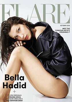 超模贝拉哈迪德真空上阵 拍摄《Flare》杂志封面