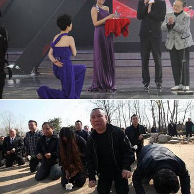 盘点娱乐圈当红明星们下跪内幕 他们在拜谁?