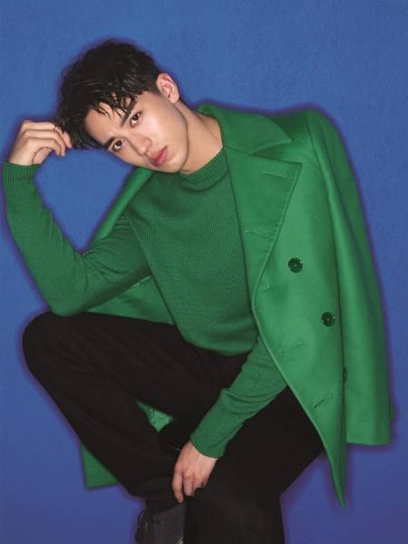 许魏洲登杂志封面写真图片 俊秀面容叼花献吻