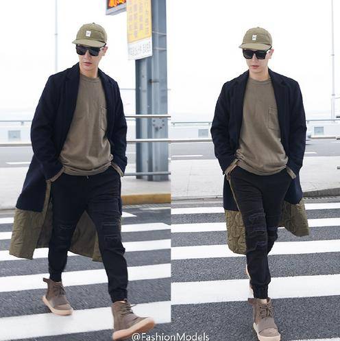 孙坚近期街拍曝光 飞行员外套+帽衫时尚温暖两不误