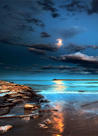 暮色苍茫海边夜景图片欣赏