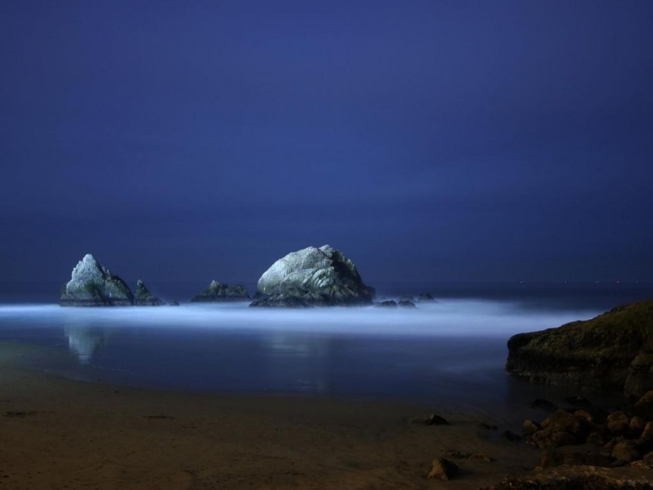 暮色苍茫海边夜景图片欣赏