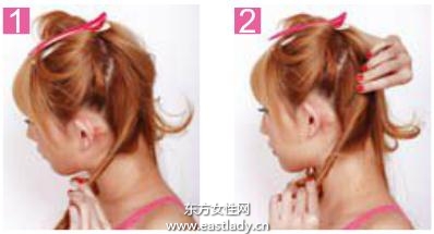 发型设计之用1个发卡拧卷固定发束