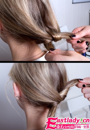  双结 发髻的盘法步骤