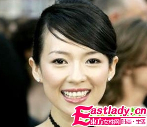 章子怡示范时尚甜美新娘发型