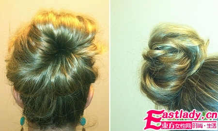 用废旧丝袜扎出蓬松饱满的圆发髻