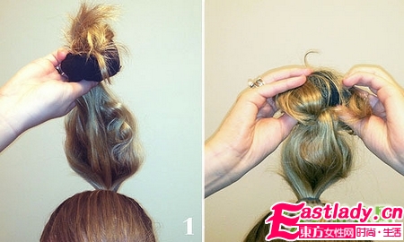 用废旧丝袜扎出蓬松饱满的圆发髻