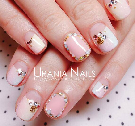 短指甲美甲图片推荐 可爱粉色淑女系列