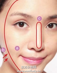 深、浅粉底打造紧致立体妆效