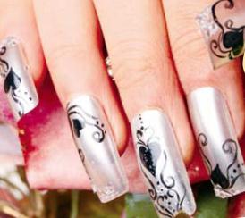 美甲教程之打造黑白雕花彩绘美甲
