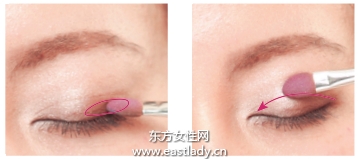 同色系眼影叠层晕染提升光泽度