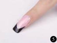 美甲教程粉色加黑色的双拼法式