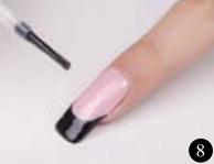 美甲教程粉色加黑色的双拼法式