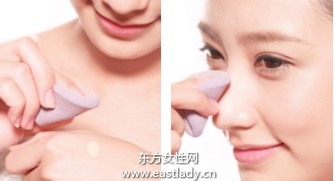 修补泛油光的鼻部底妆