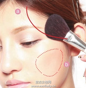 强调骨骼结构的腮红画法