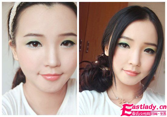 单眼皮女生亲自打造夏日清新眼妆
