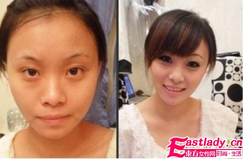 超强悍的美女妆前妆后对比照 美女变身记