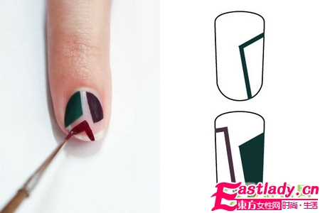 DIY彩色几何图案美甲