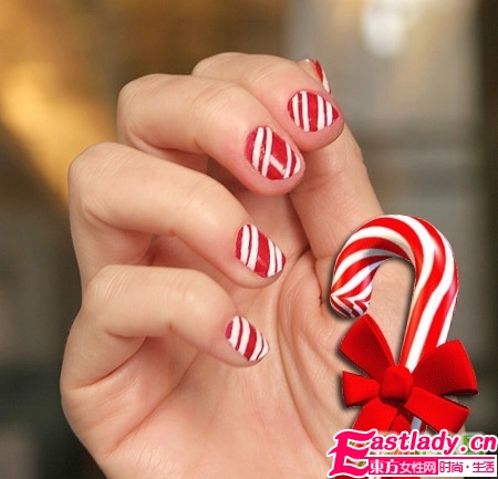 美甲DIY 糖果条纹美甲