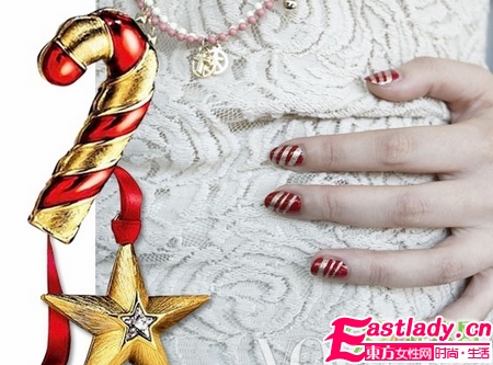 美甲DIY 糖果条纹美甲