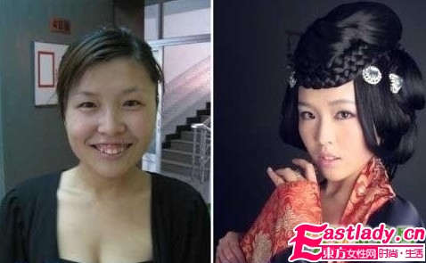 网络美女化妆前后的惊悚照