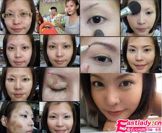 网络美女化妆前后的惊悚照