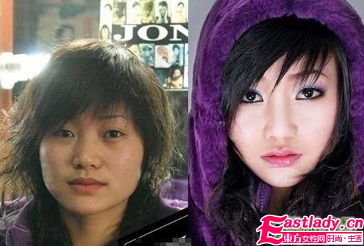 网络美女化妆前后的惊悚照