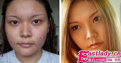 网络美女化妆前后的惊悚照