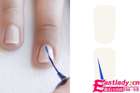 超简单DIY蓝色小草美甲