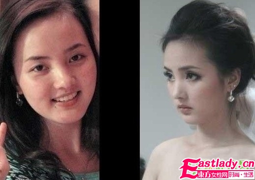 网络美女化妆前后的惊悚照