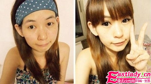 网络美女化妆前后的惊悚照