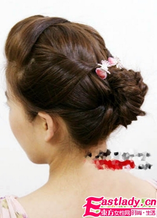 韩式花苞鱼骨辫编法图解