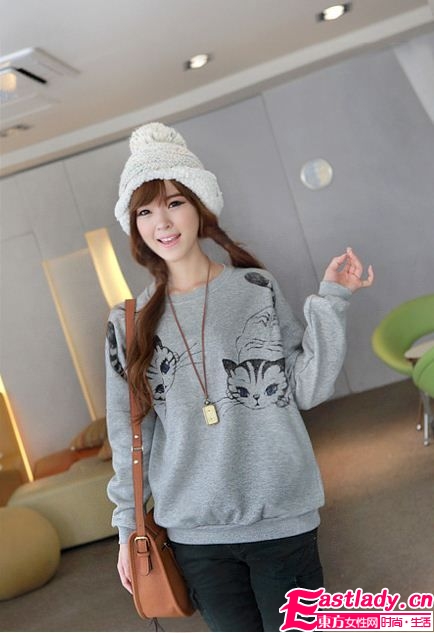 印花装猫型T恤卫衣 时尚保暖又卖萌