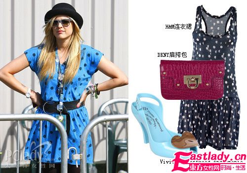 明星示范 混搭冷调蓝 百搭迷人小女人