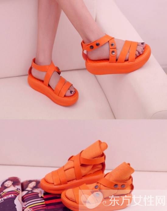 夏季女生时尚皮凉鞋 充满着可爱的潮流感