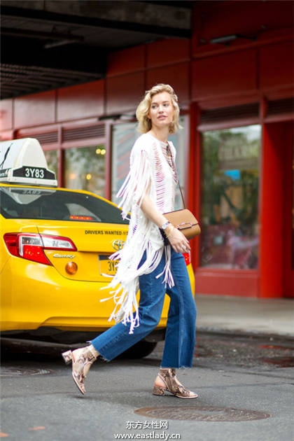 俐落率性风 粗跟鞋百搭穿法