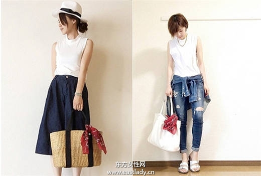 日本妞真会玩 一块头巾玩出百变造型