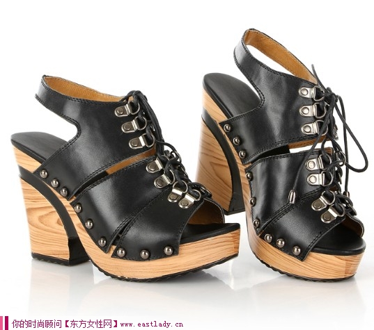 2012新款高跟鱼嘴鞋 加上系带设计个性十足