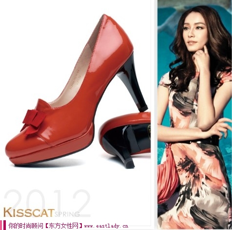 KISS CAT新款漆皮粉红色高跟鞋 圆你的公主梦