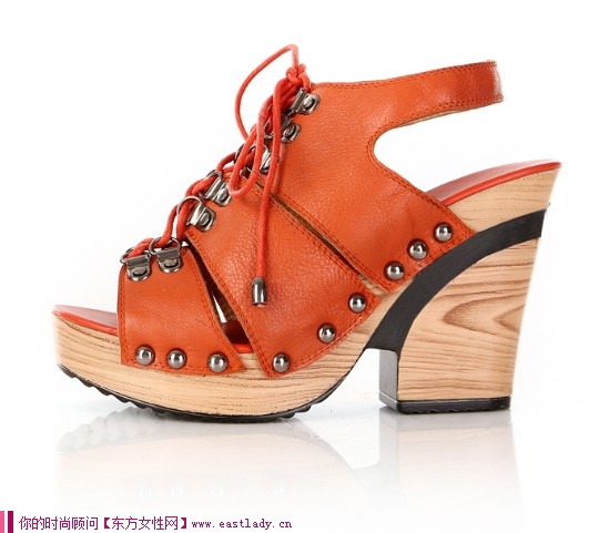 2012新款高跟鱼嘴鞋 加上系带设计个性十足