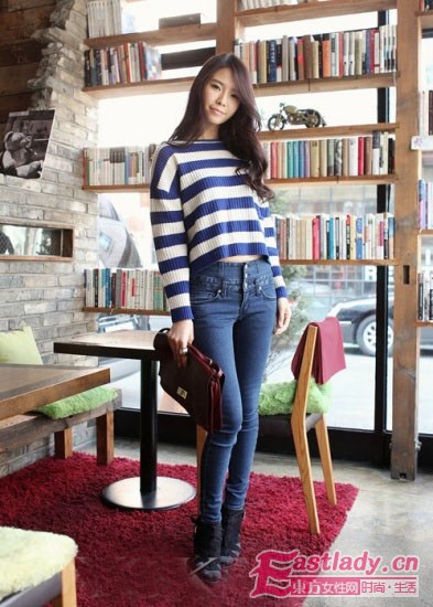 照着穿气质升级 条纹衫早春大放异彩