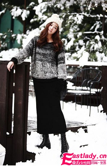 冬季要的就是这个范 人见人爱粗棒针毛衣