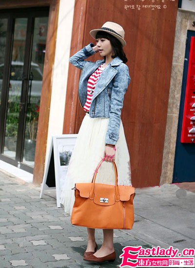 牛仔外套+裙装 完美MIX甜美酷辣范