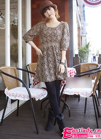 冬季甜美加倍 就将蕾丝作内搭
