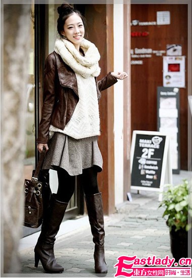 秋冬毛衣配长靴穿出高挑气质