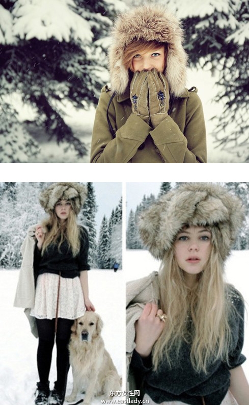 时尚皮草帽给冬日带来一丝暖意